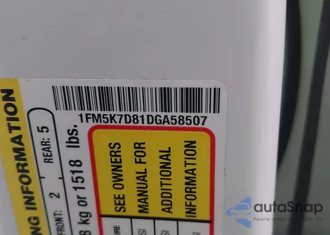 2013 Ford Explorer Xlt z USA, uszkodzony, nr VIN 1FM5K7D81DGA58507